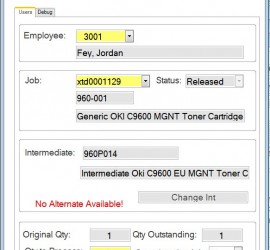 PBTI's Custom Unposted Job Transaction form
